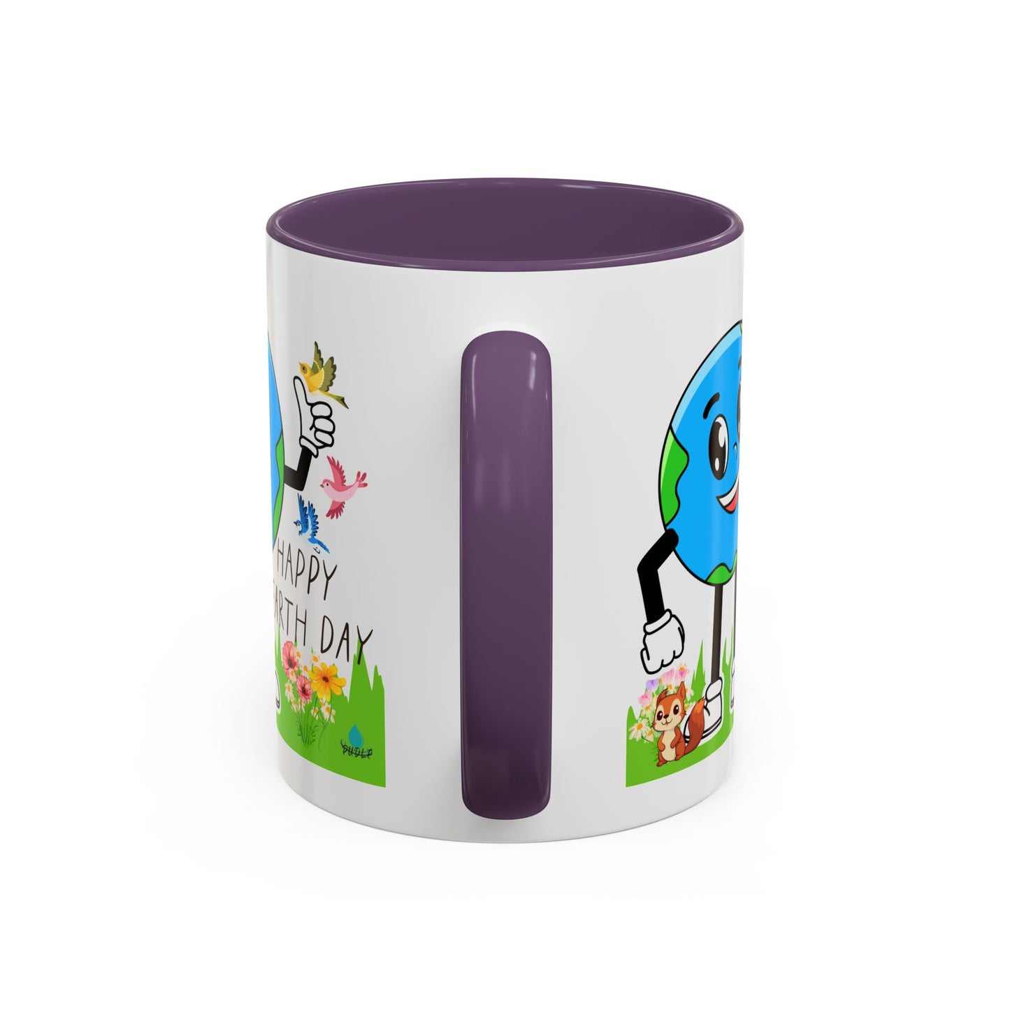 Happy Earth Day Squirrel & Birds Coffee Mug — Eco Accent Mug