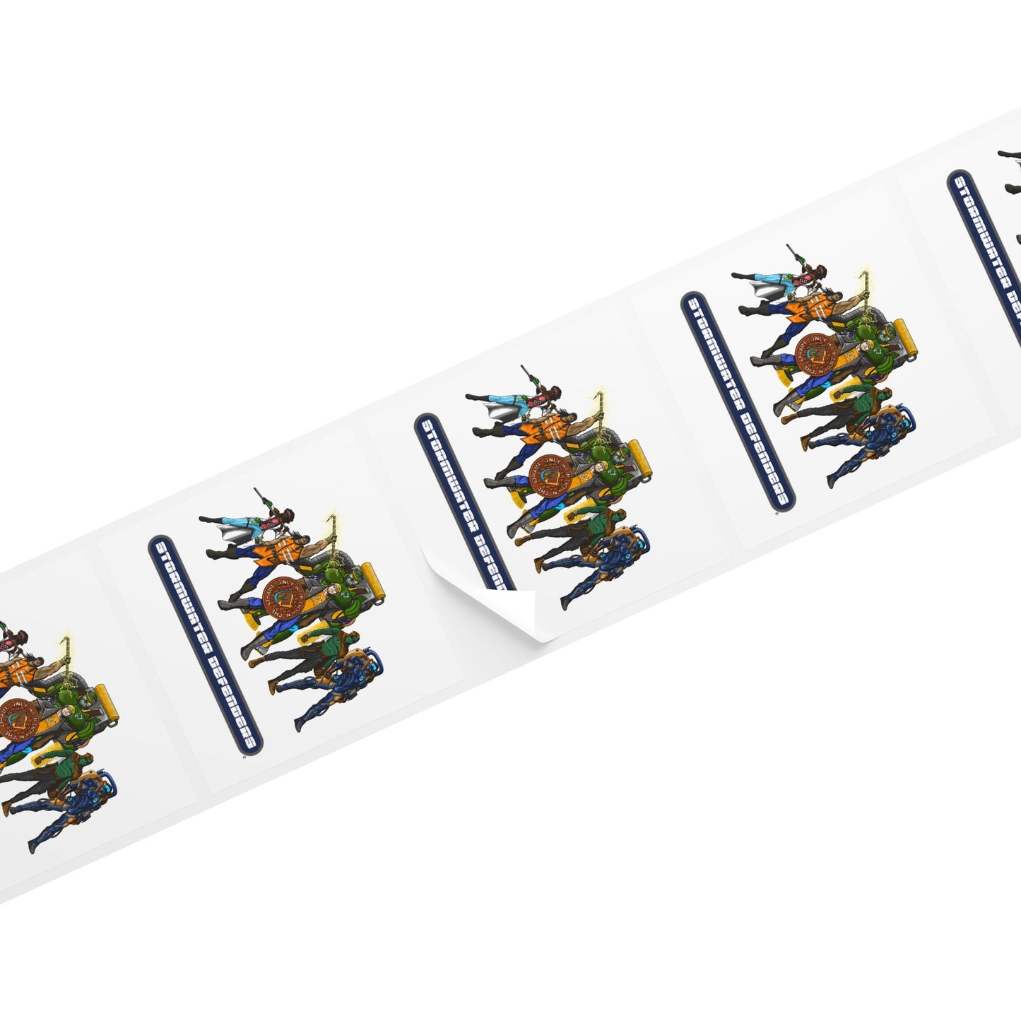 Stormwater Defenders Sticker Rolls - Fun Comic-Style Labels for Community Outreach, Teams, and Classroom Education