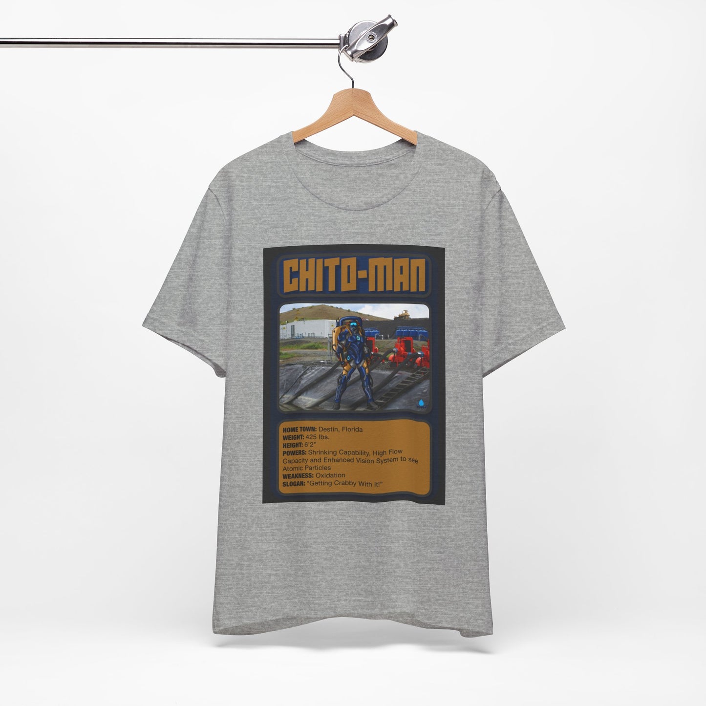 Chito-Man Trading Card Graphic Tee - Unisex Jersey Short Sleeve Shirt for Fans of Adventure and Training