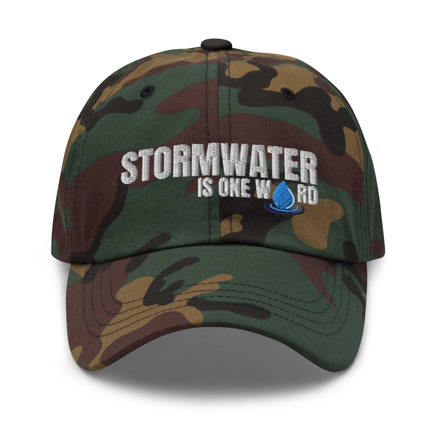 Stormwater is One Word (white)- Embroidered Dad hat
