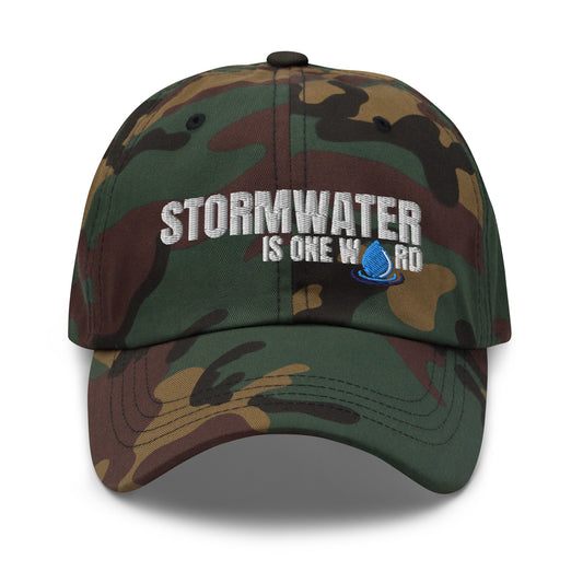 Stormwater is One Word (white)- Embroidered Dad hat