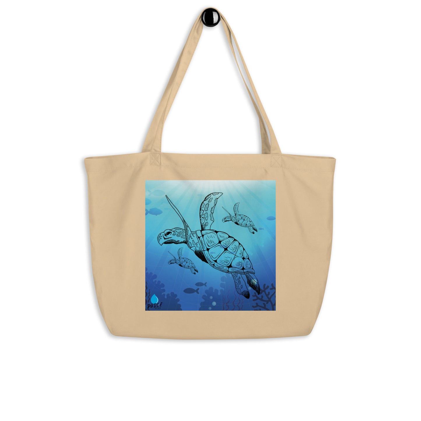 Turtle drawing - Large organic tote bag