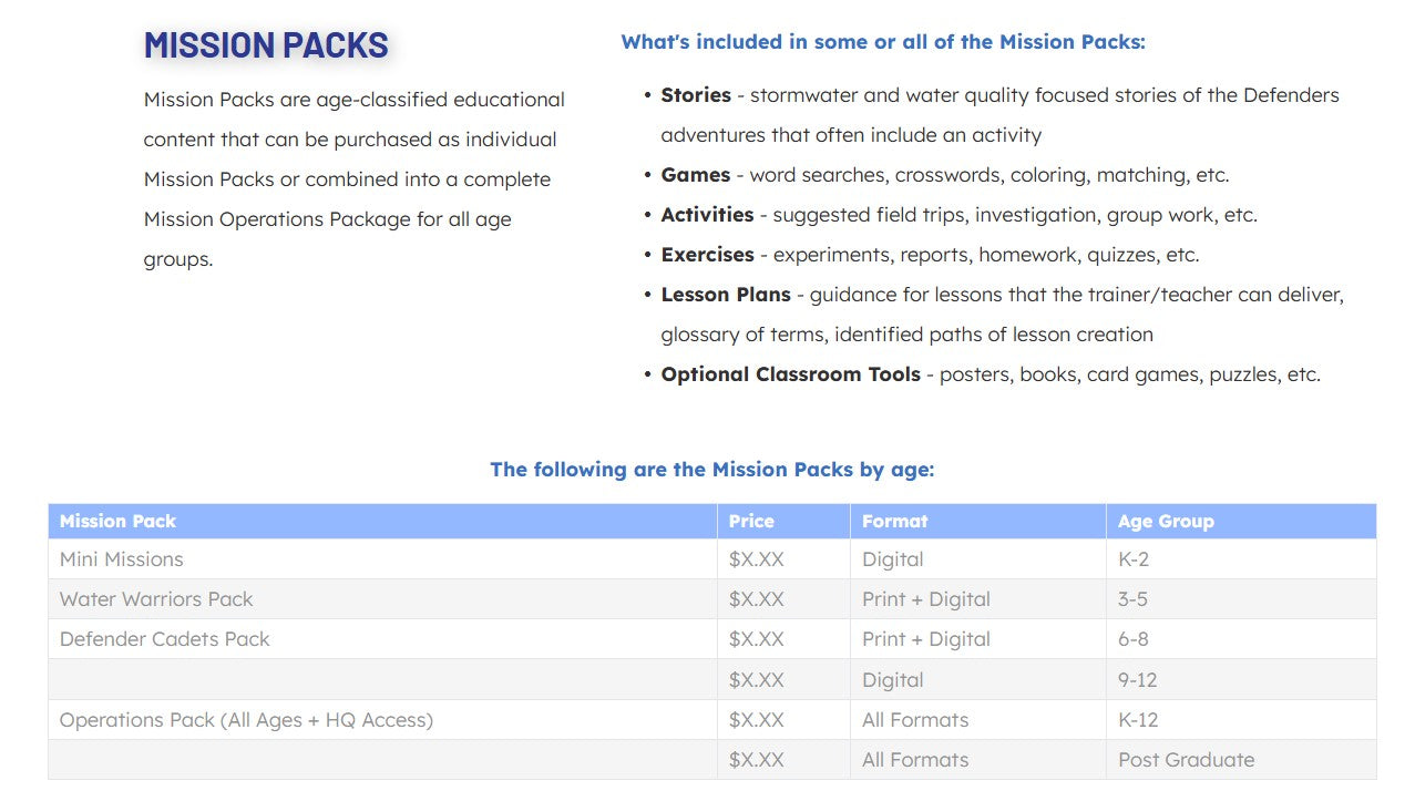 Mission Packs (Coming Soon!)