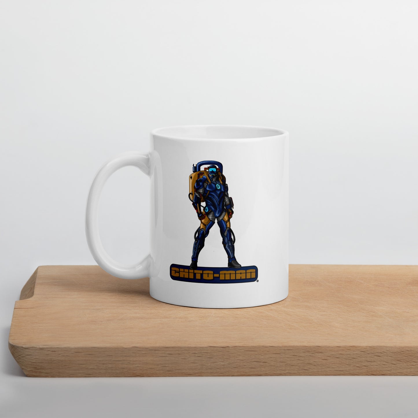 Stormwater Defenders: Chito-Man - White glossy mug