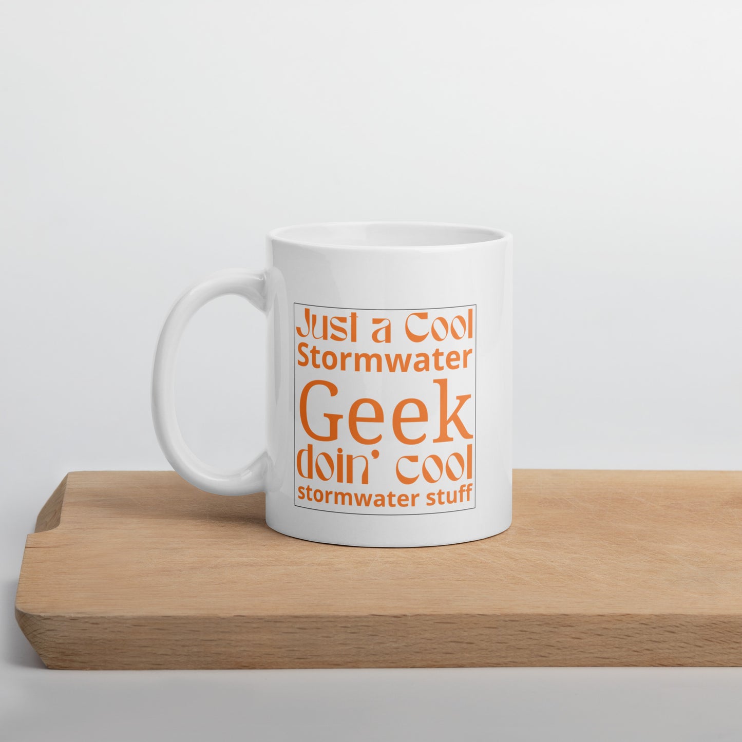 Cool Stormwater Geek (orange) - White glossy mug
