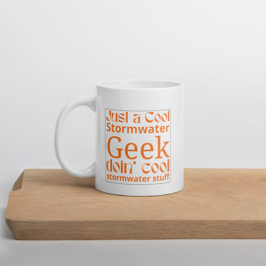 Cool Stormwater Geek (orange) - White glossy mug