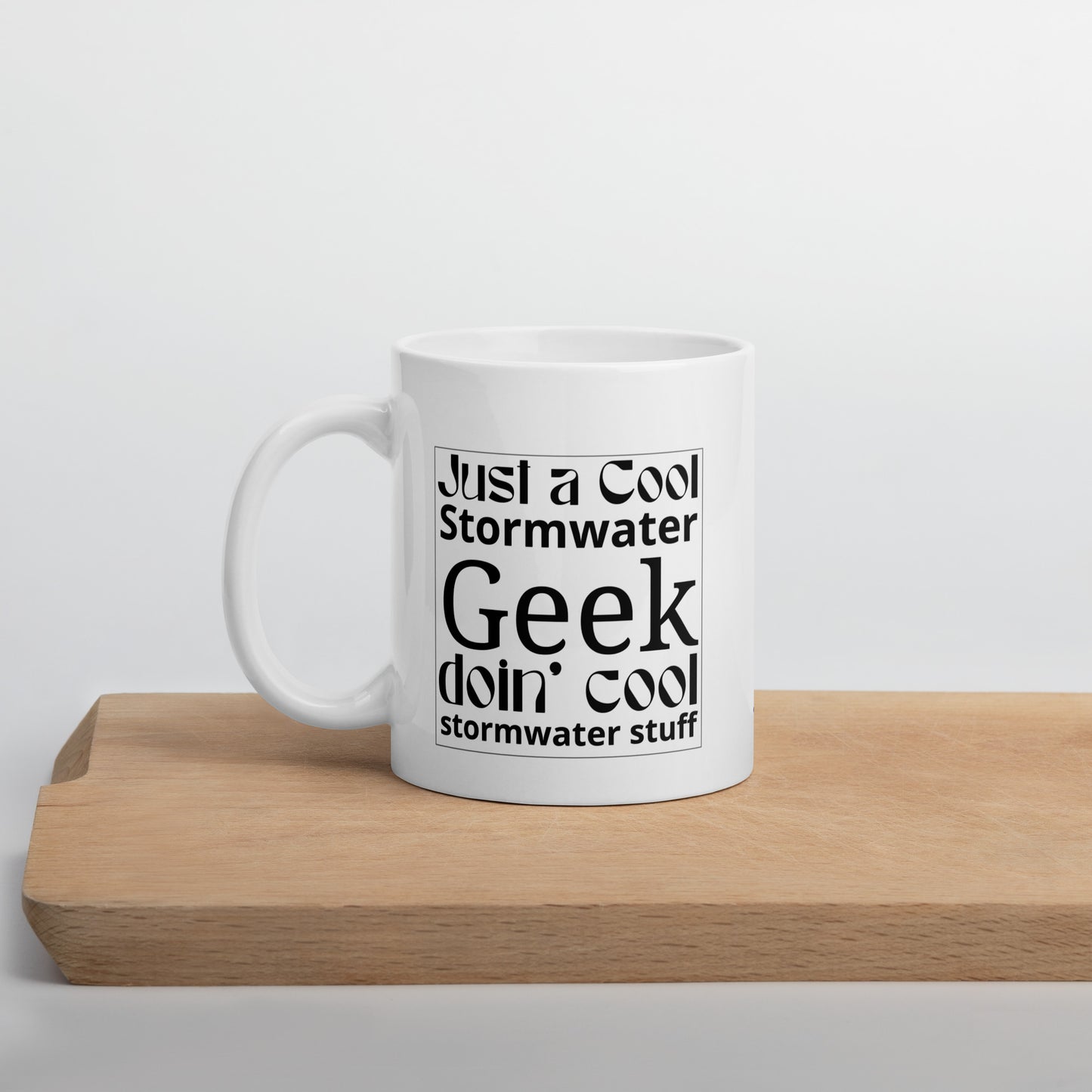 Cool Stormwater Geek (blk) - White glossy mug