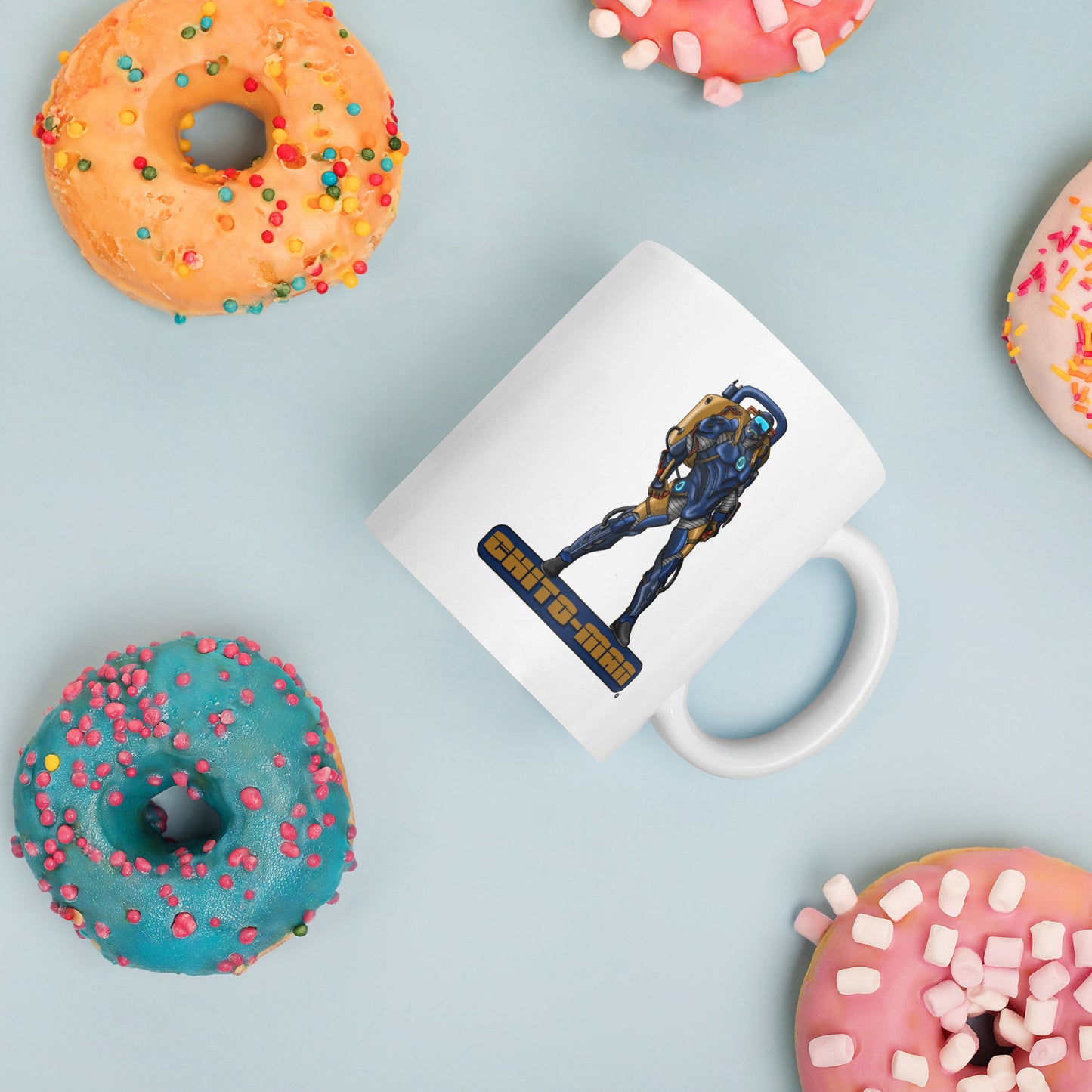 Stormwater Defenders: Chito-Man - White glossy mug