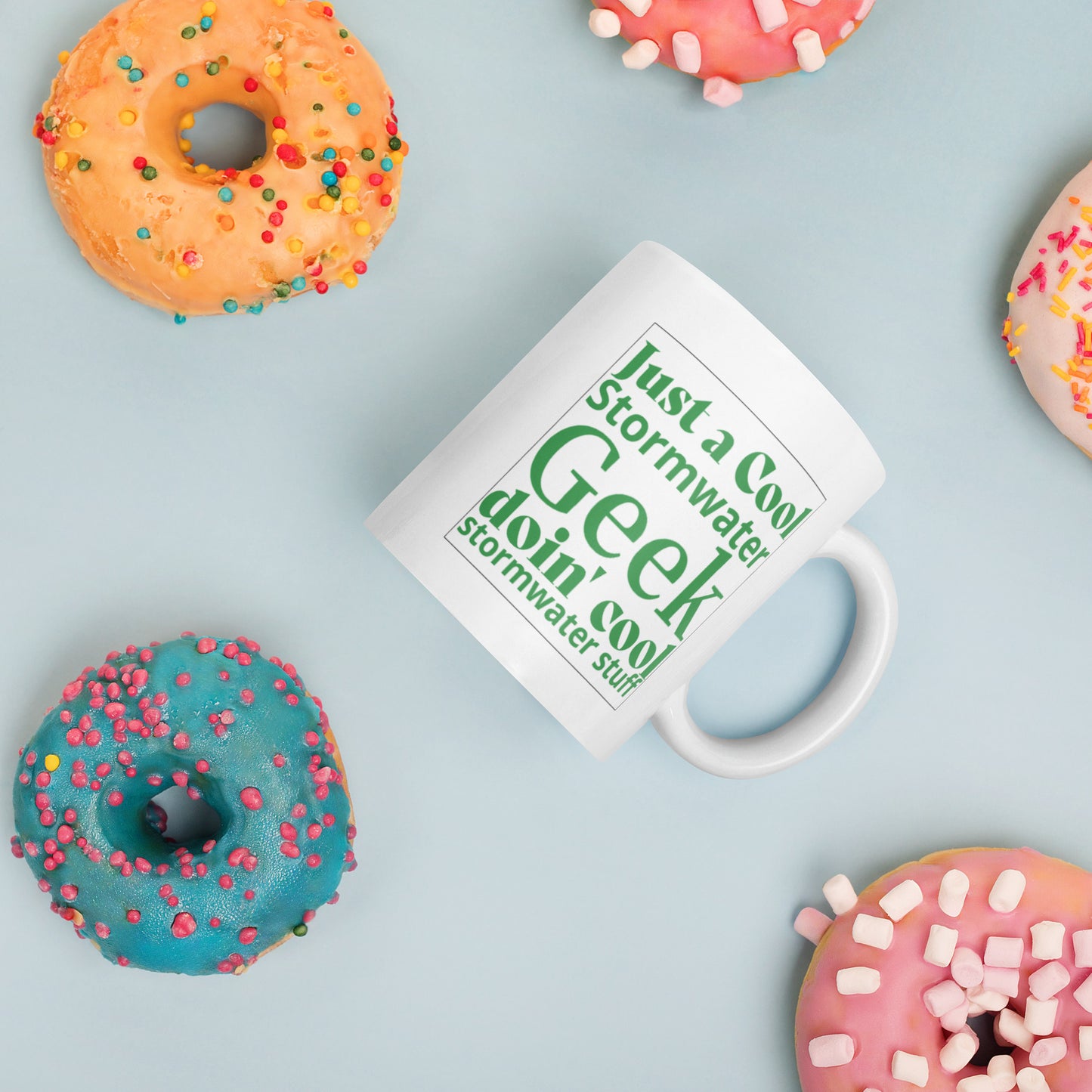 Cool Stormwater Geek (green) - White glossy mug