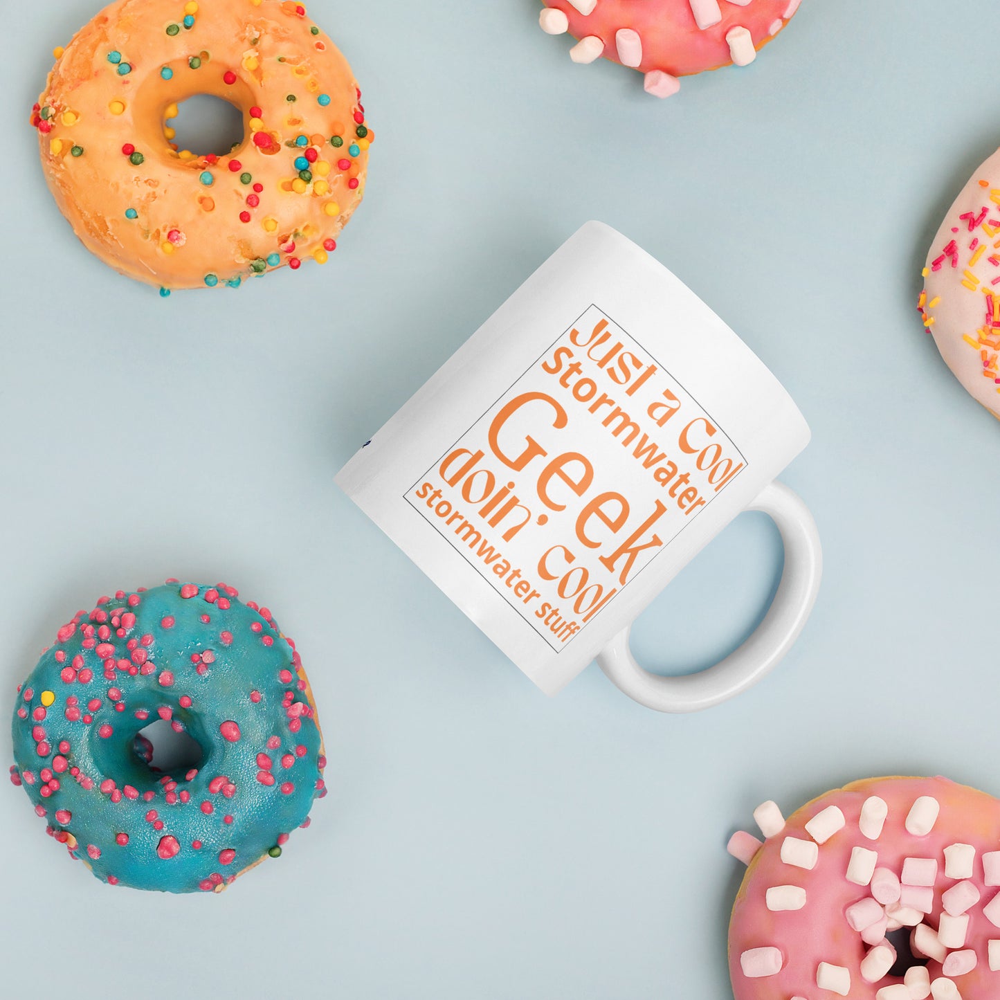 Cool Stormwater Geek (orange) - White glossy mug