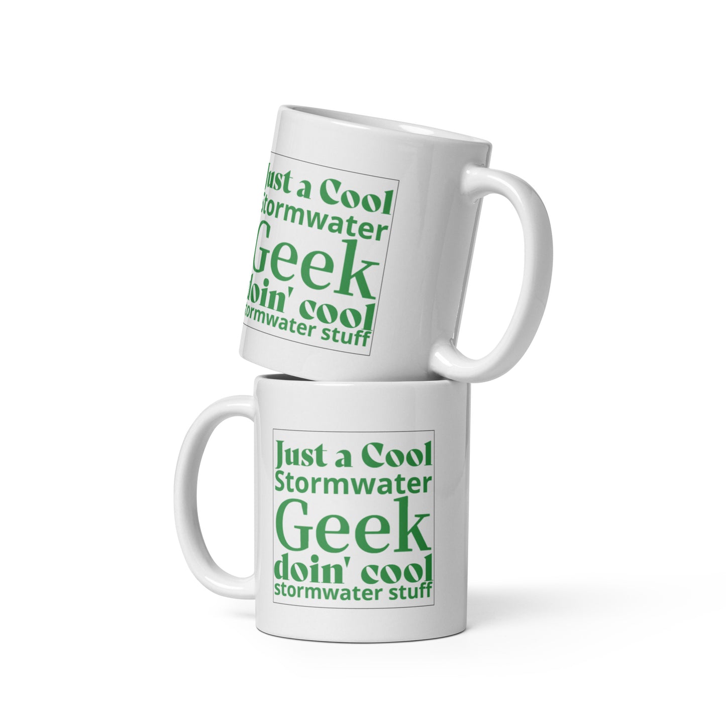 Cool Stormwater Geek (green) - White glossy mug