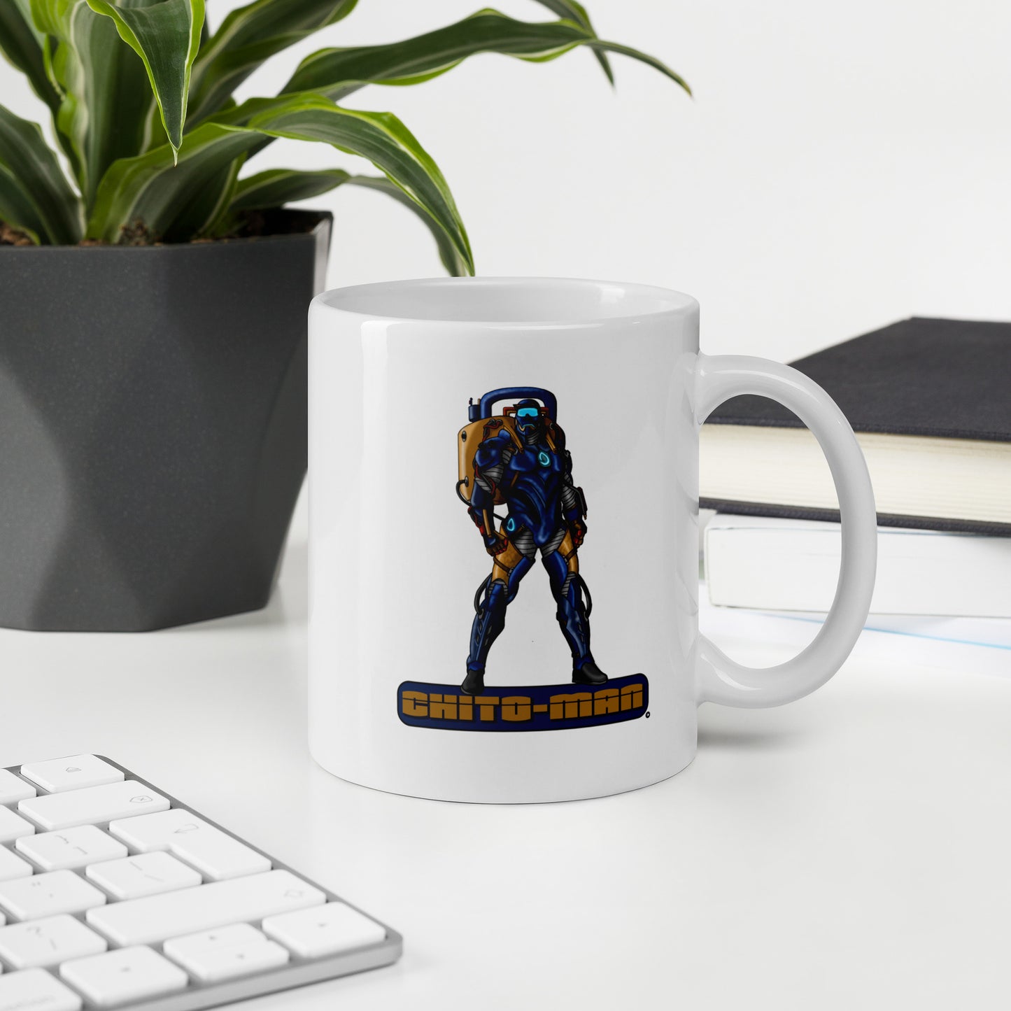 Stormwater Defenders: Chito-Man - White glossy mug