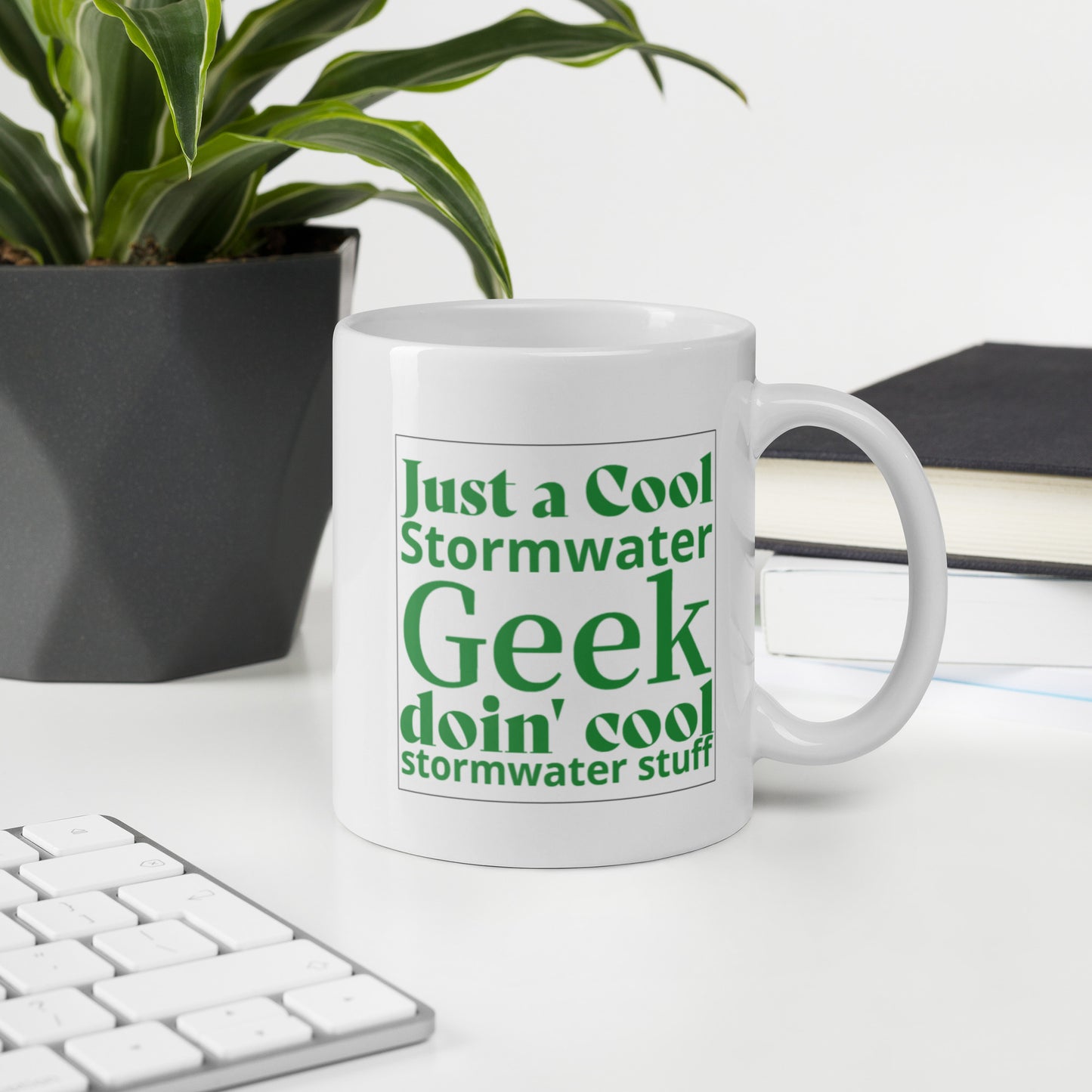 Cool Stormwater Geek (green) - White glossy mug