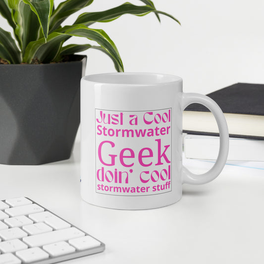 Cool Stormwater Geek (pink) - White glossy mug