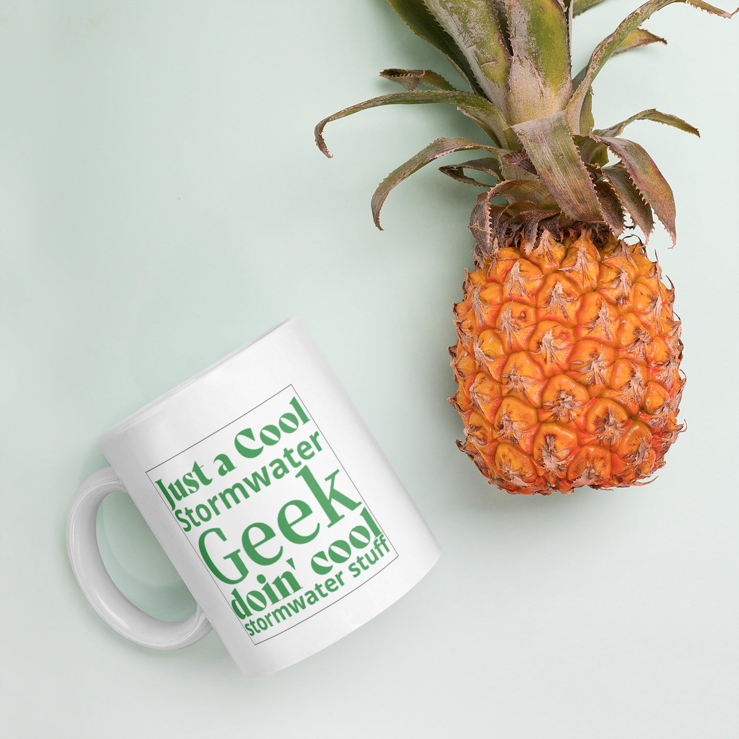 Cool Stormwater Geek (green) - White glossy mug