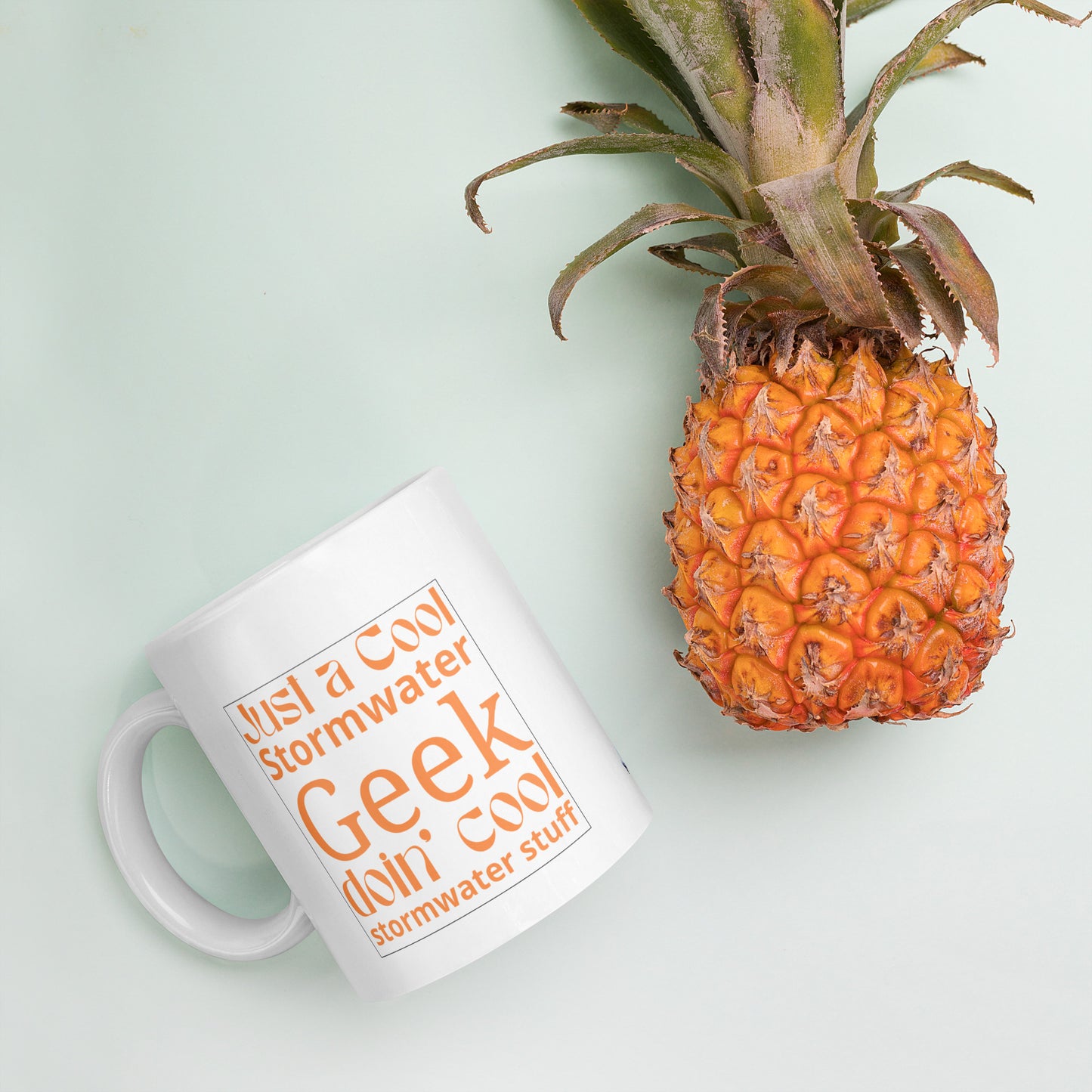 Cool Stormwater Geek (orange) - White glossy mug