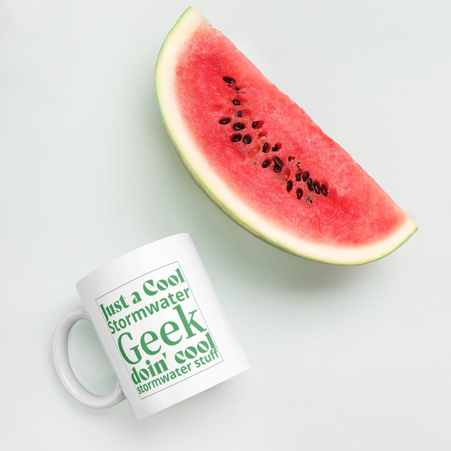 Cool Stormwater Geek (green) - White glossy mug