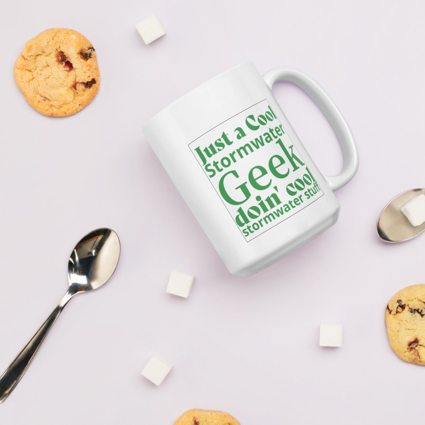 Cool Stormwater Geek (green) - White glossy mug