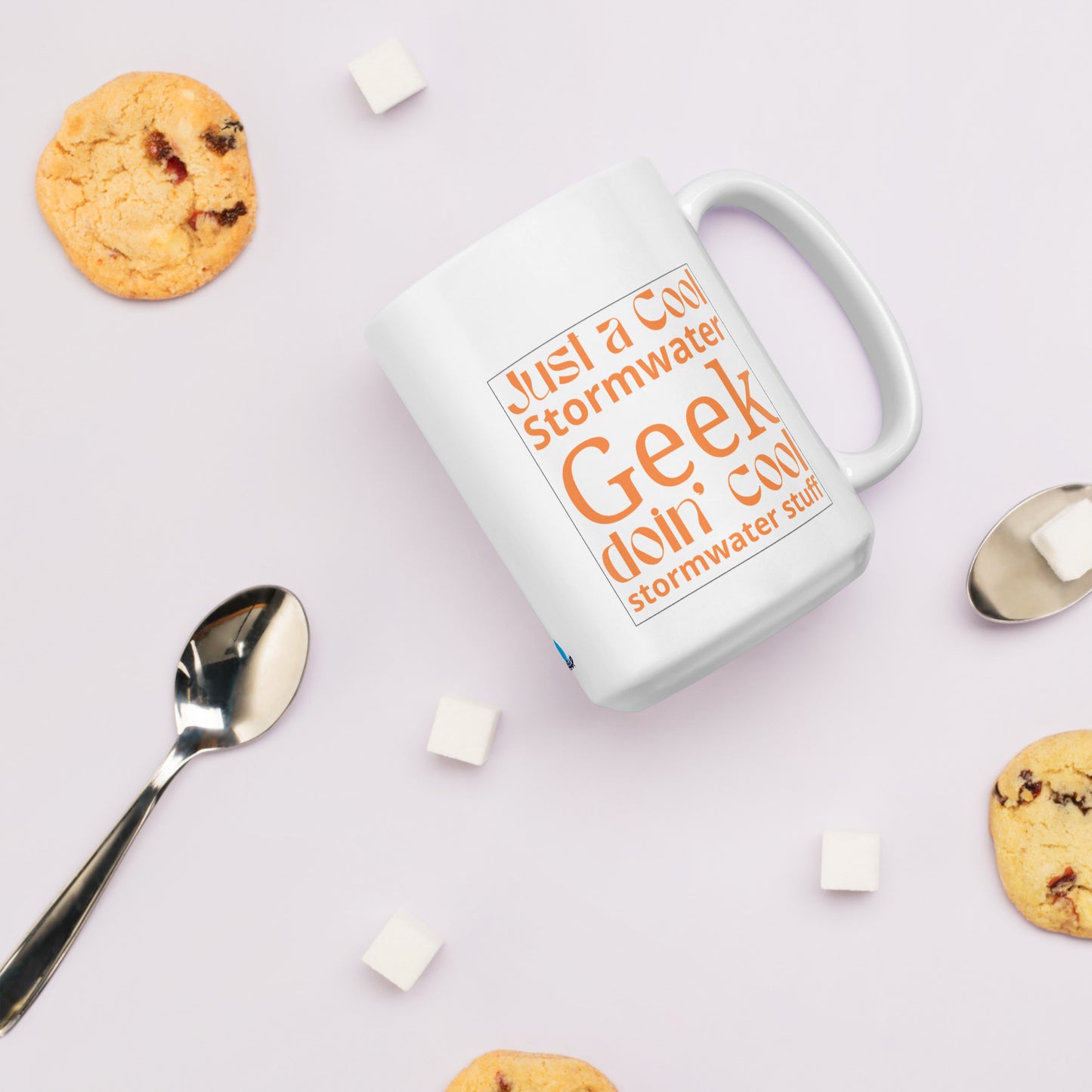 Cool Stormwater Geek (orange) - White glossy mug