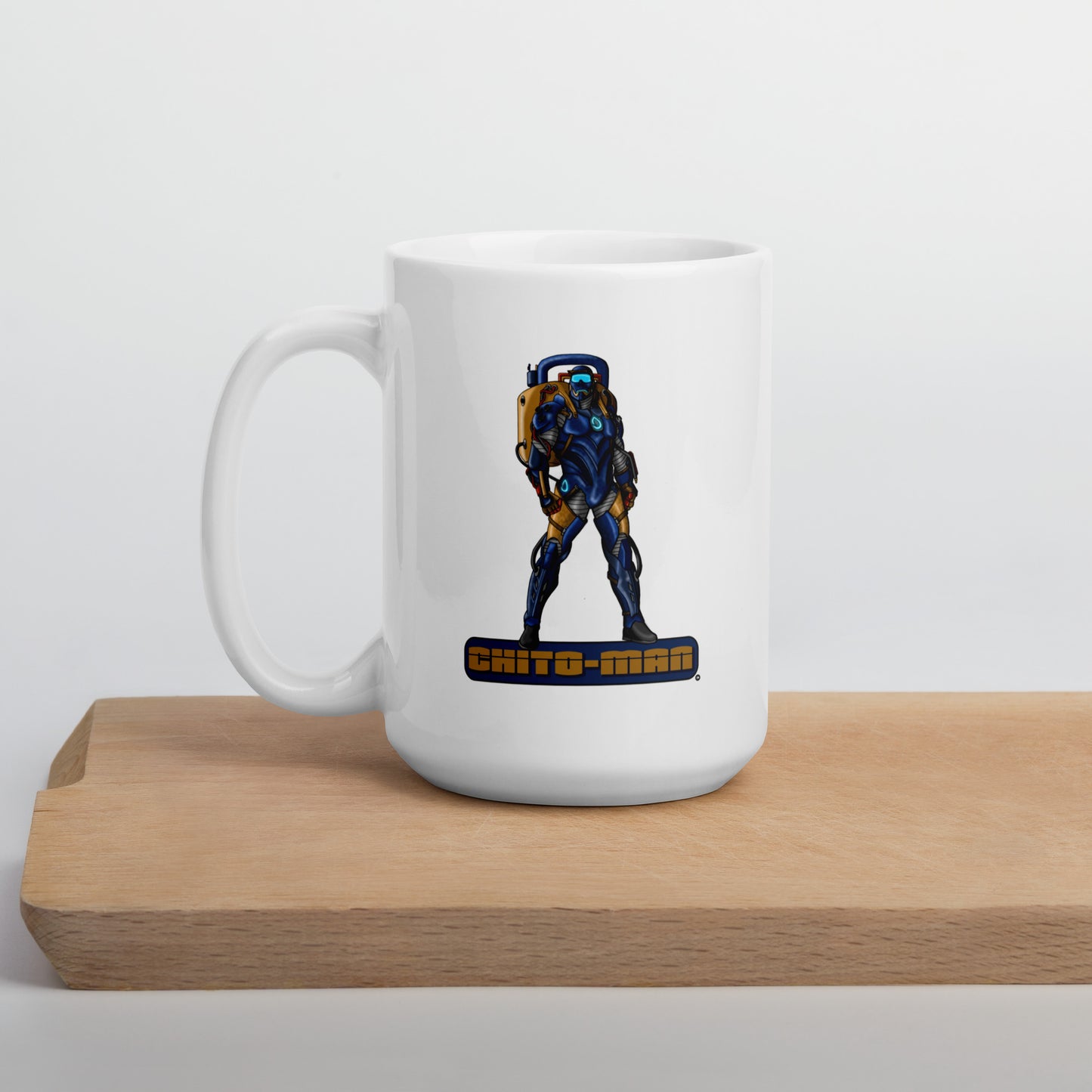 Stormwater Defenders: Chito-Man - White glossy mug