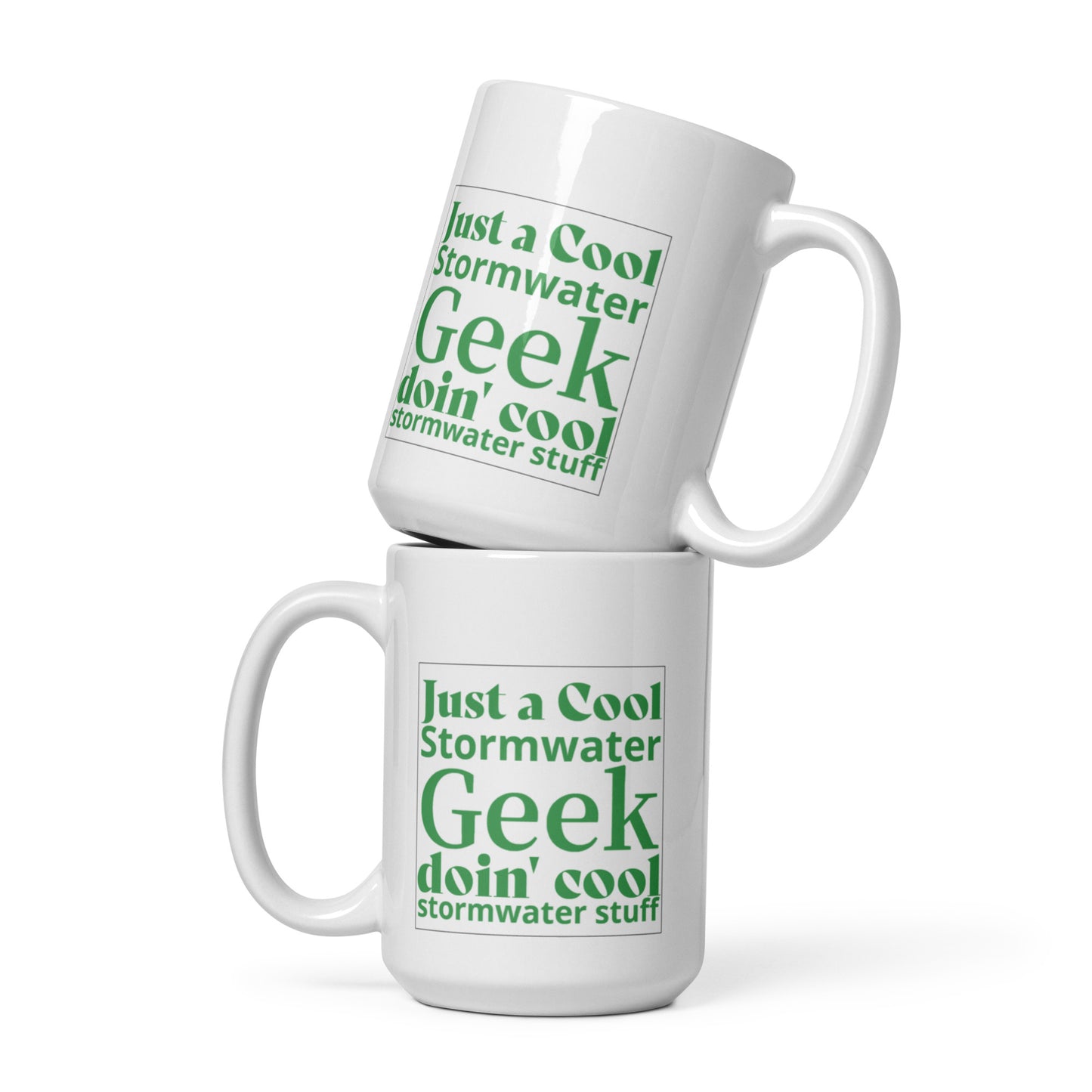 Cool Stormwater Geek (green) - White glossy mug