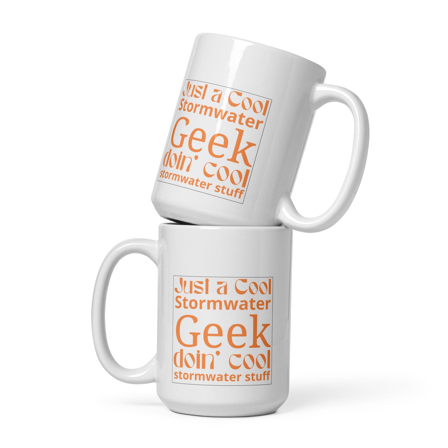 Cool Stormwater Geek (orange) - White glossy mug