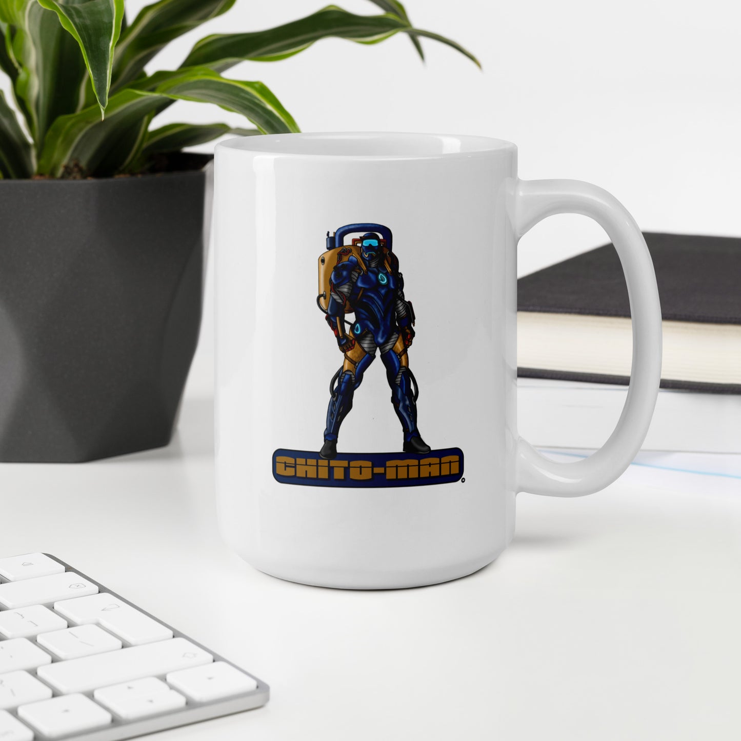 Stormwater Defenders: Chito-Man - White glossy mug