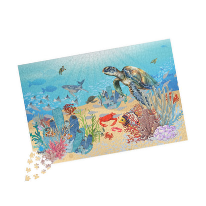 Ocean Life Jigsaw Puzzle — Sea Turtle & Coral Reef 1014 Piece