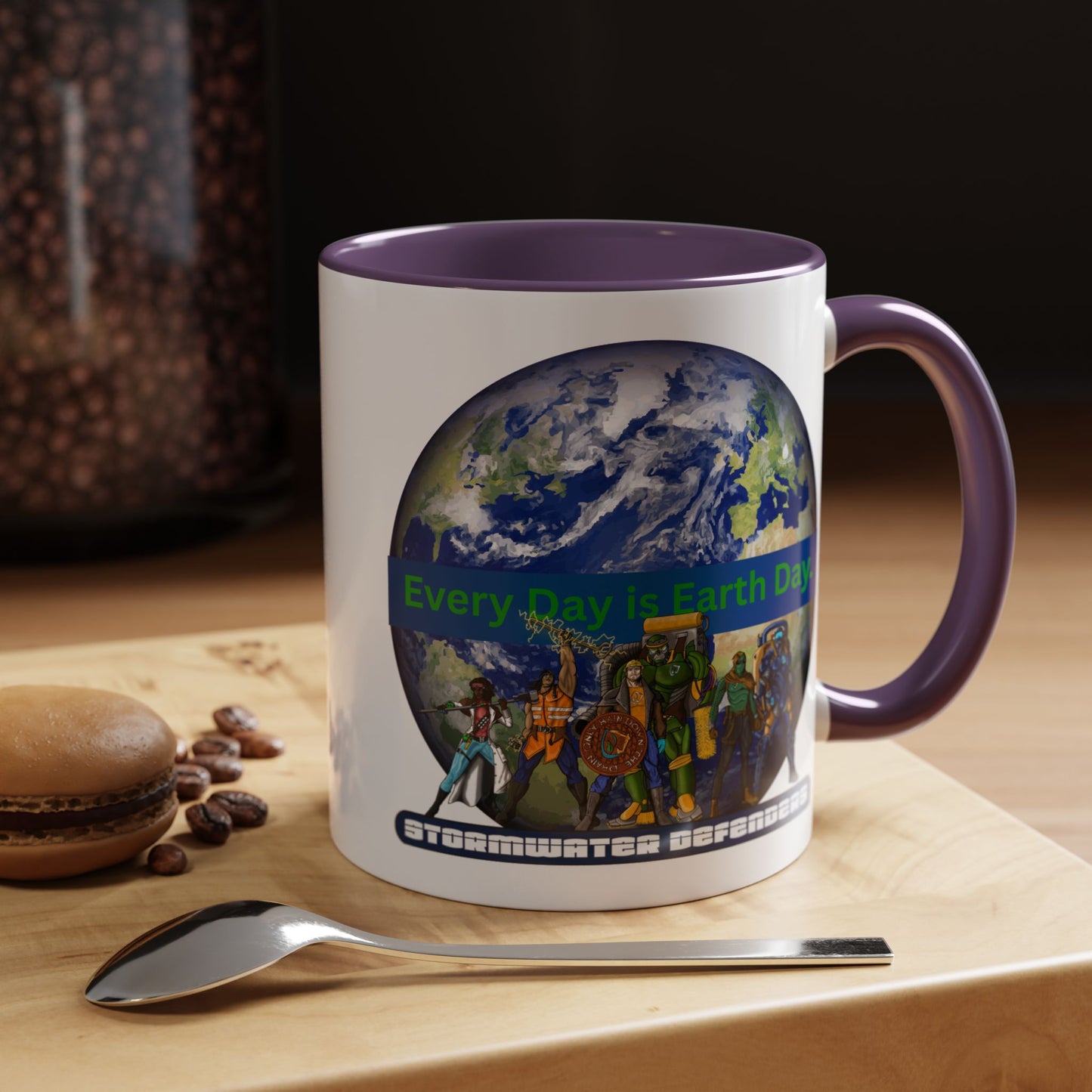Earth Day Coffee Mug — “Every Day is Earth Day with the Stormwater Defenders” Eco Defender Accent Mug