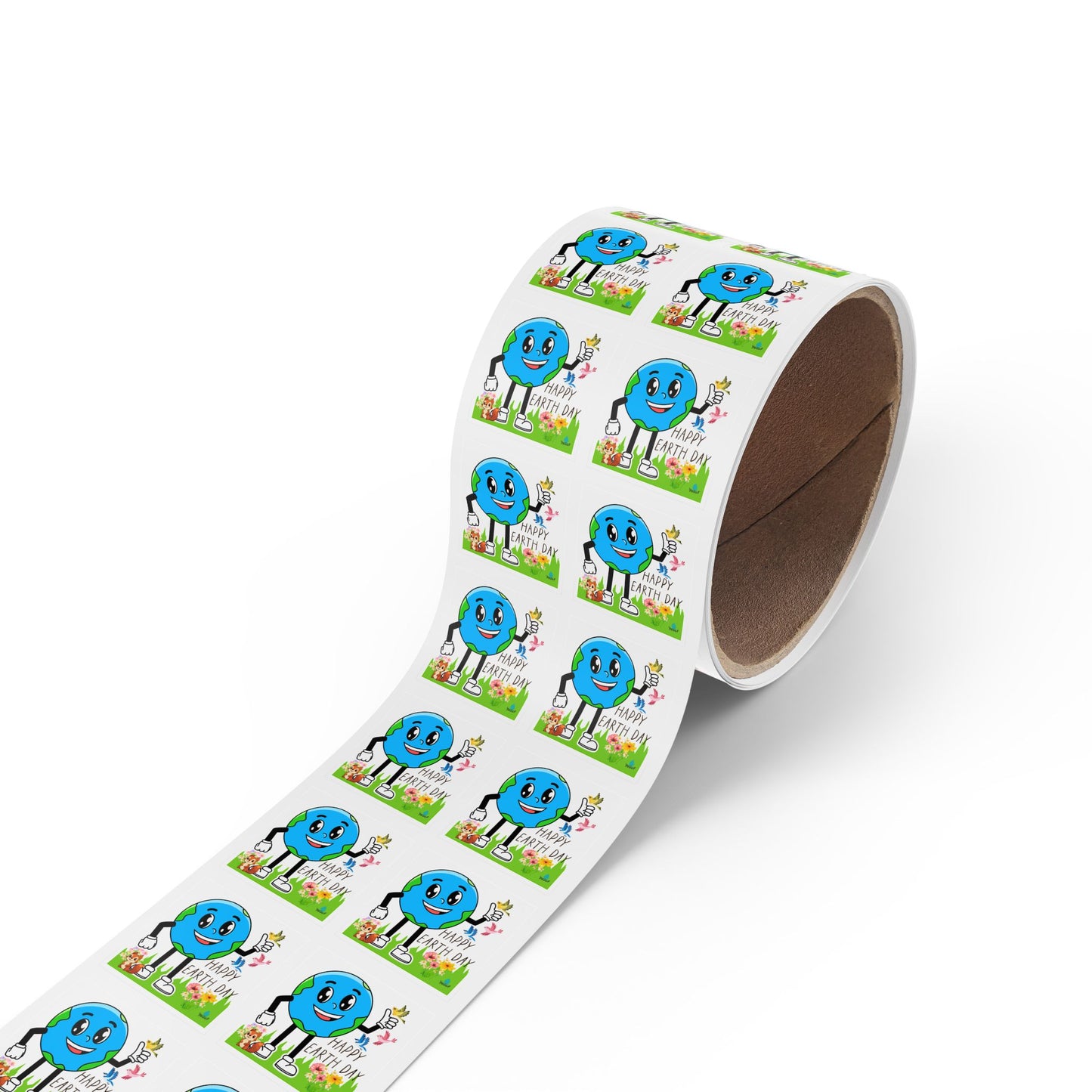 Happy Earth Day Squirrel & Birds - Square Sticker Roll — "Happy Earth Day" Eco Celebration Labels