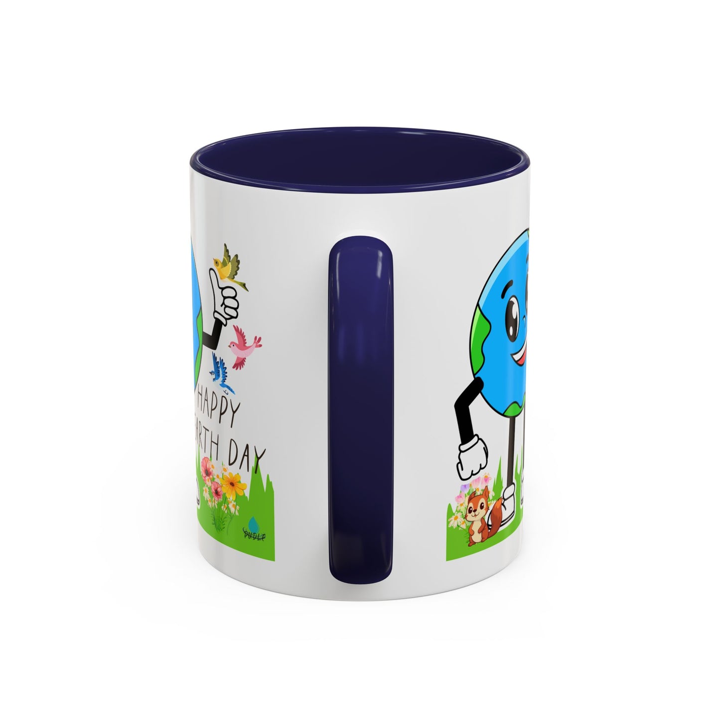 Happy Earth Day Squirrel & Birds Coffee Mug — Eco Accent Mug