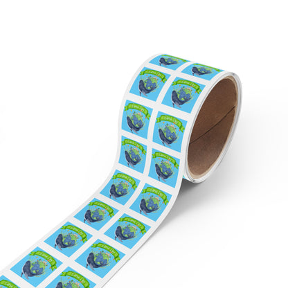 Earth Day Whale Square Sticker Roll — "Happy Earth Day" Eco Celebration Labels
