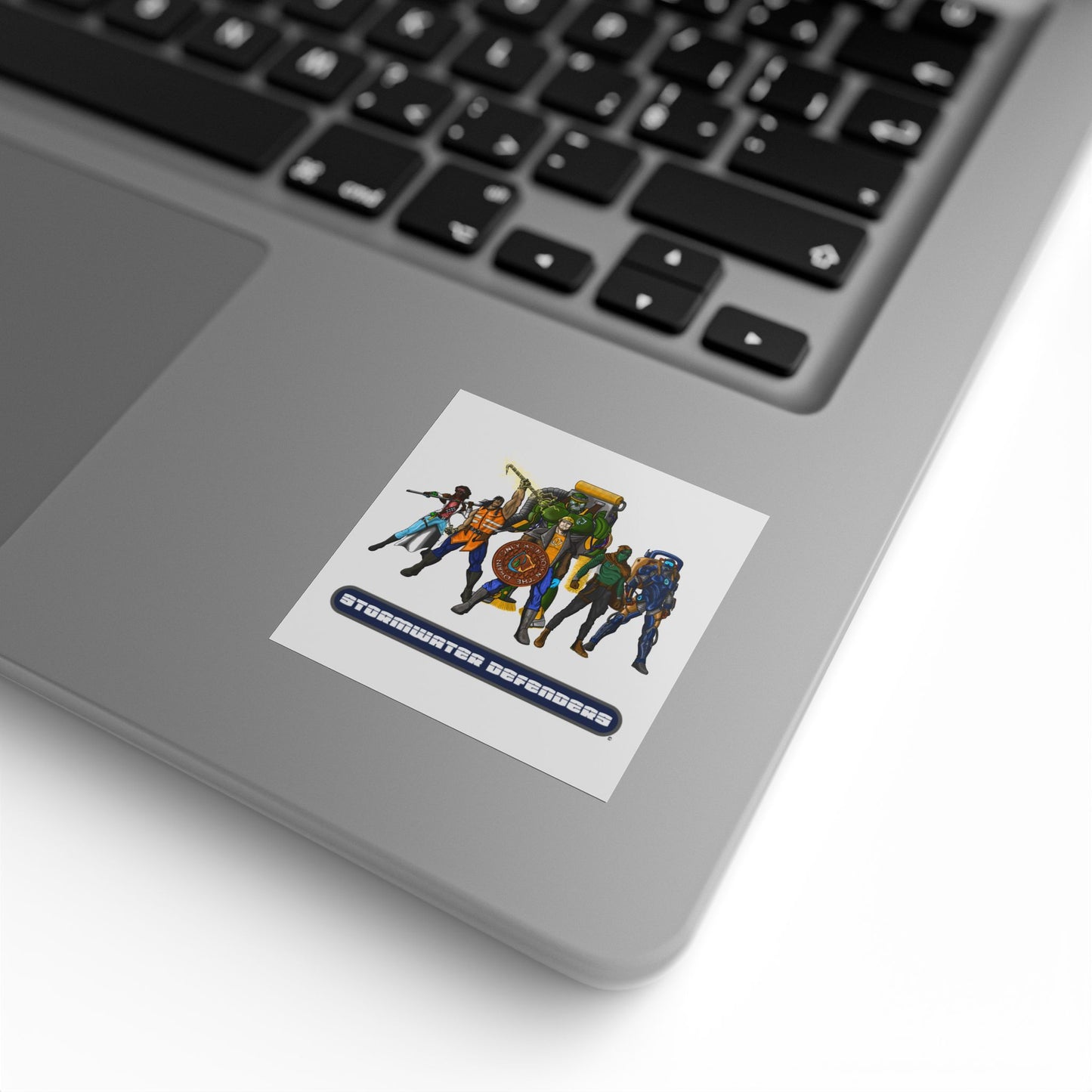 Stormwater Defenders Sticker Label Rolls - Fun Comic-Style Labels for Community Outreach, Teams, and Classroom Education