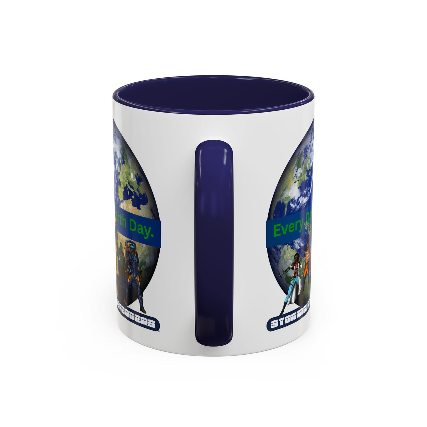 Earth Day Coffee Mug — “Every Day is Earth Day with the Stormwater Defenders” Eco Defender Accent Mug