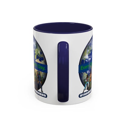 Earth Day Coffee Mug — “Every Day is Earth Day with the Stormwater Defenders” Eco Defender Accent Mug