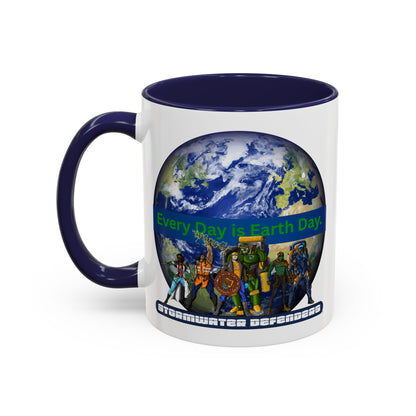 Earth Day Coffee Mug — “Every Day is Earth Day with the Stormwater Defenders” Eco Defender Accent Mug