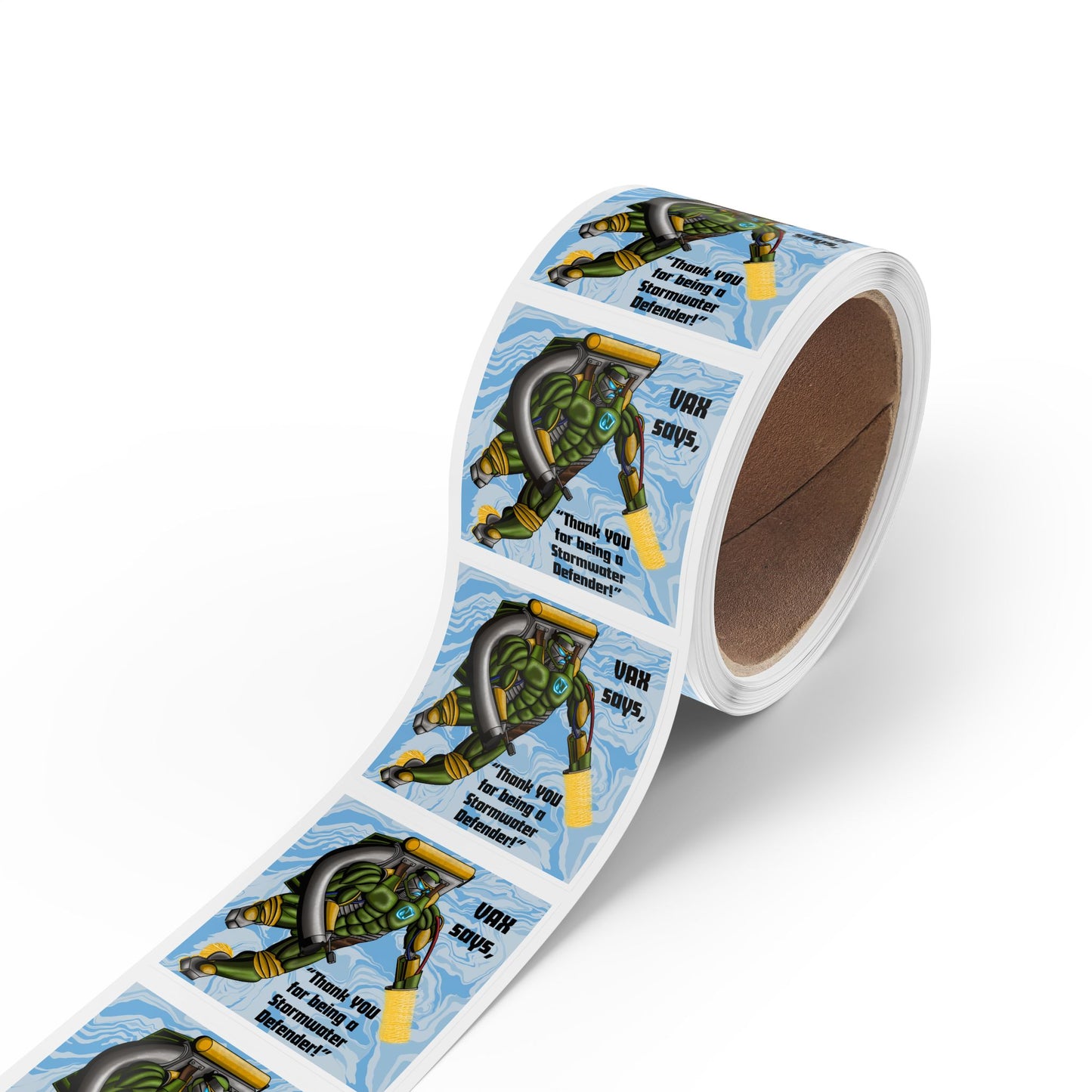 VAX Says Thank you for Being a Stormwater Defender! Square Sticker Roll — "Happy Earth Day" Eco Celebration Labels