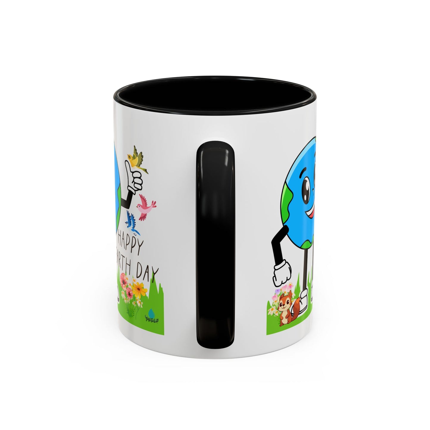 Happy Earth Day Squirrel & Birds Coffee Mug — Eco Accent Mug