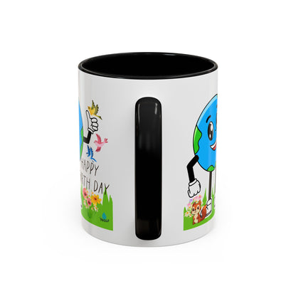 Happy Earth Day Squirrel & Birds Coffee Mug — Eco Accent Mug