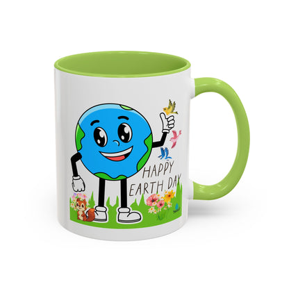 Happy Earth Day Squirrel & Birds Coffee Mug — Eco Accent Mug