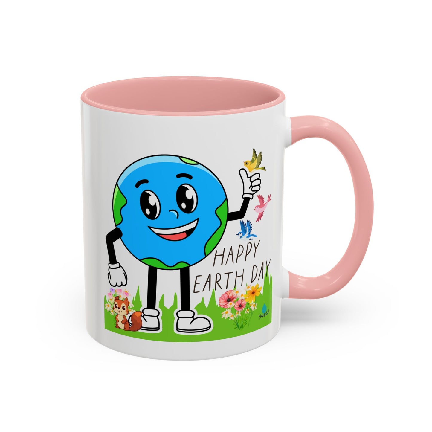 Happy Earth Day Squirrel & Birds Coffee Mug — Eco Accent Mug