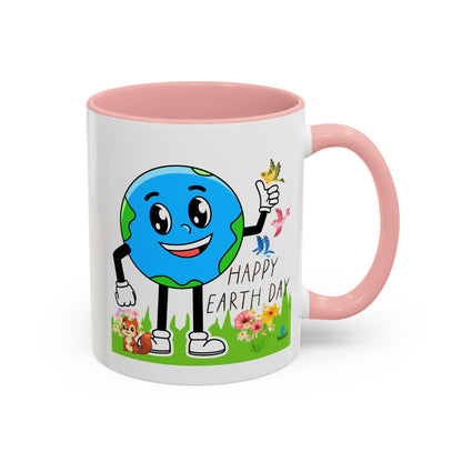 Happy Earth Day Squirrel & Birds Coffee Mug — Eco Accent Mug