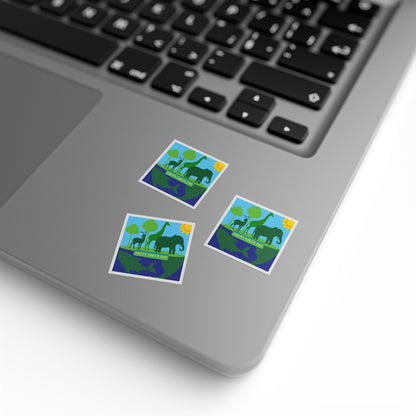 Earth Day Animals Square Sticker Roll — "Happy Earth Day" Eco Celebration Labels