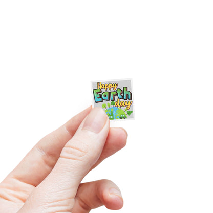 Happy Earth Day Square Sticker Roll — "Happy Earth Day" Eco Celebration Labels