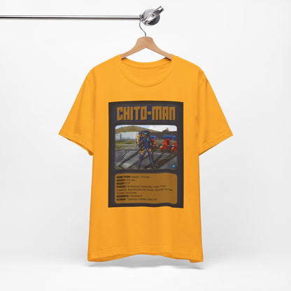 Chito-Man Trading Card Graphic Tee - Unisex Jersey Short Sleeve Shirt for Fans of Adventure and Training