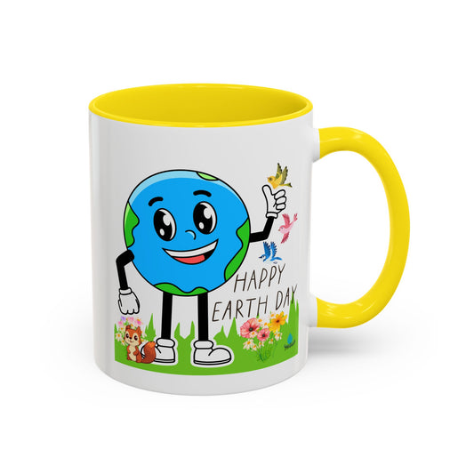 Happy Earth Day Squirrel & Birds Coffee Mug — Eco Accent Mug