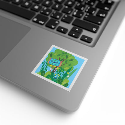 Happy Earth Day Garden Square Sticker Roll — "Happy Earth Day" Eco Celebration Labels