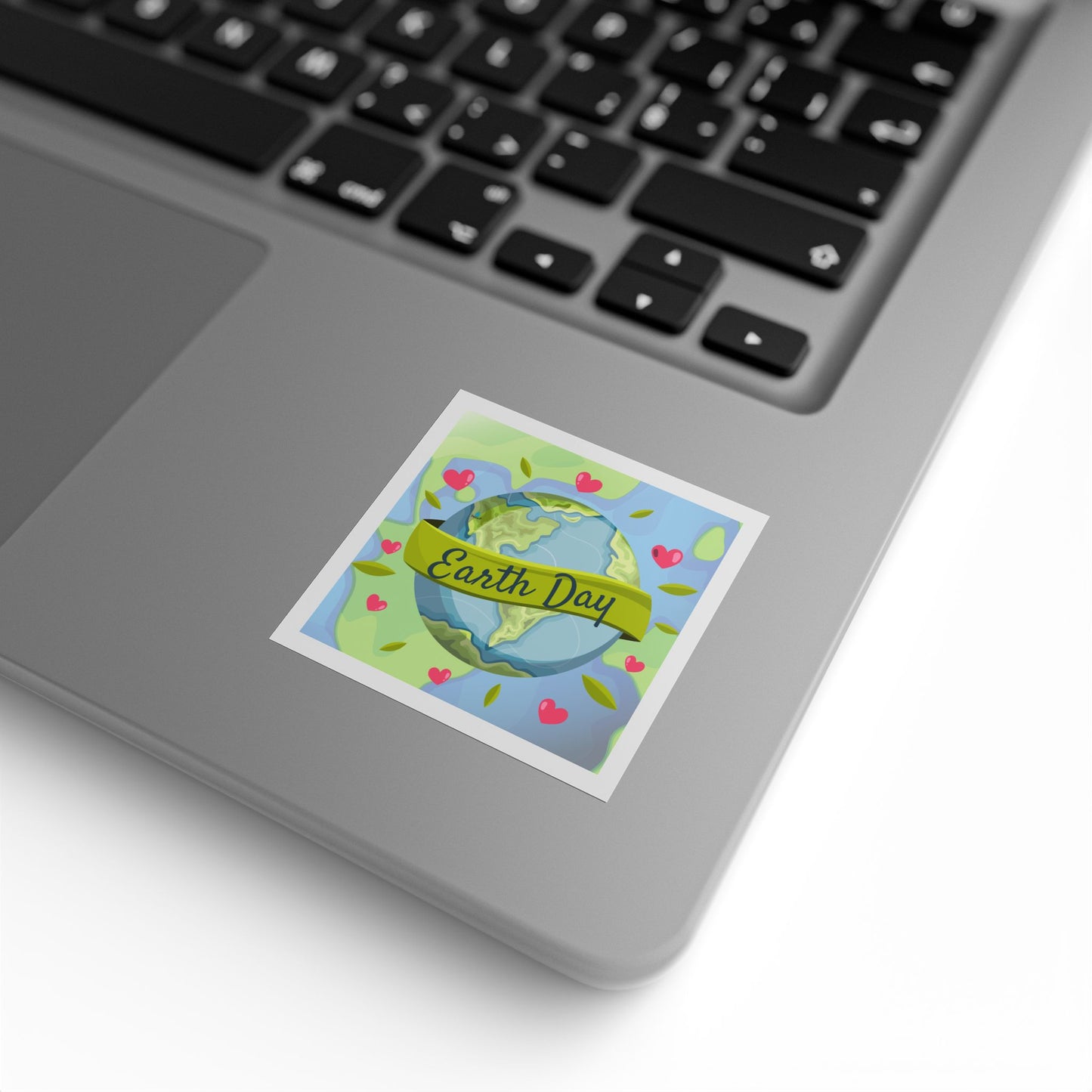 Earth Day Hearts Square Sticker Roll — "Happy Earth Day" Eco Celebration Labels