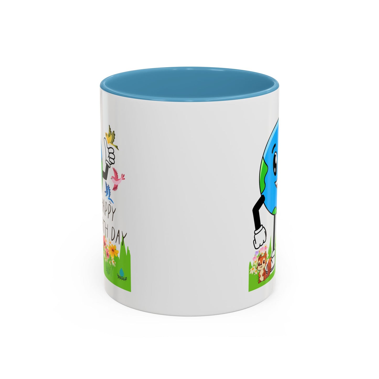 Happy Earth Day Squirrel & Birds Coffee Mug — Eco Accent Mug
