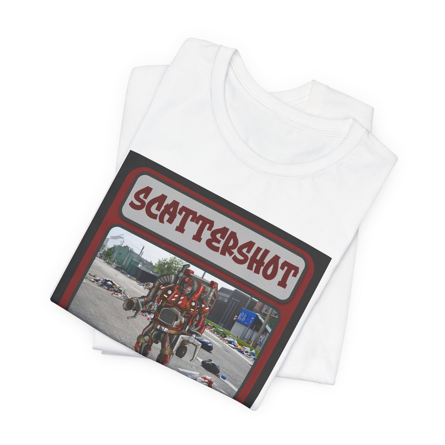 Scattershot Trading Card Graphic Tee - Fun Vintage Style T-Shirt for Casual Wear